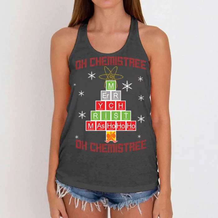 Oh Chemist Tree Funny Christmas Women's Knotted Racerback Tank