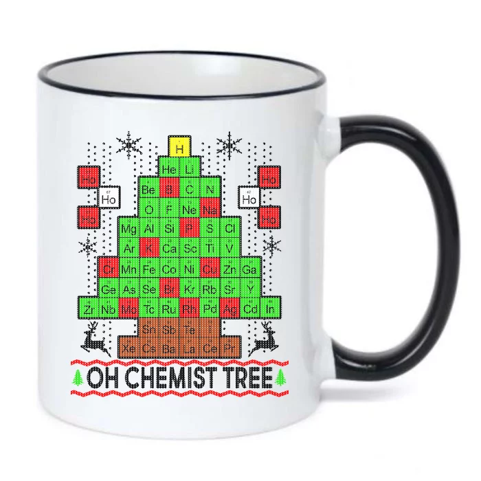 Oh Chemist Tree Ugly Christmas Sweater Black Color Changing Mug