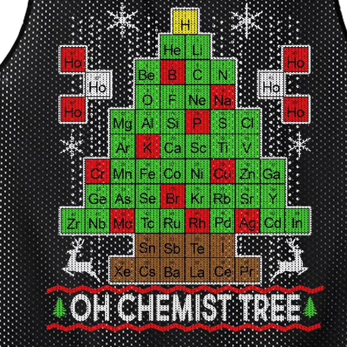 Oh Chemist Tree Ugly Christmas Sweater Mesh Reversible Basketball Jersey Tank