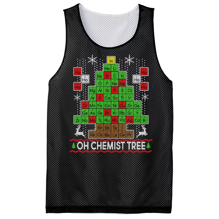 Oh Chemist Tree Ugly Christmas Sweater Mesh Reversible Basketball Jersey Tank