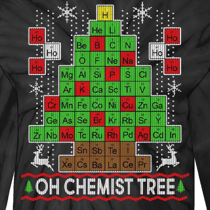 Oh Chemist Tree Ugly Christmas Sweater Tie-Dye Long Sleeve Shirt