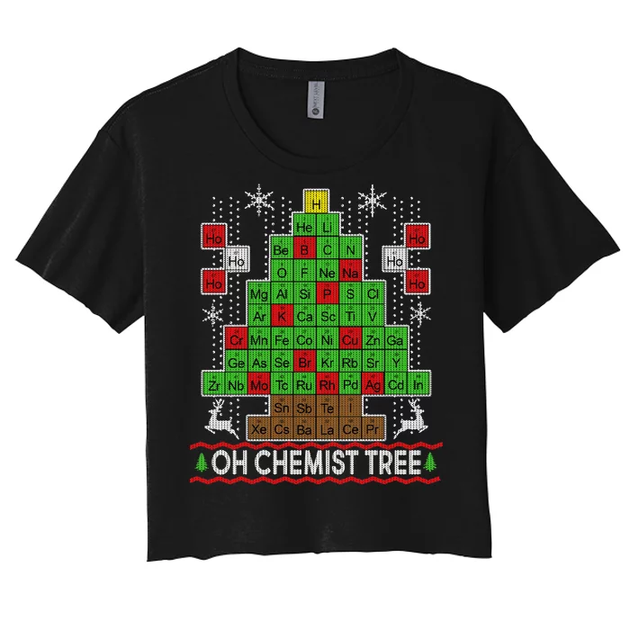 Oh Chemist Tree Ugly Christmas Sweater Women's Crop Top Tee