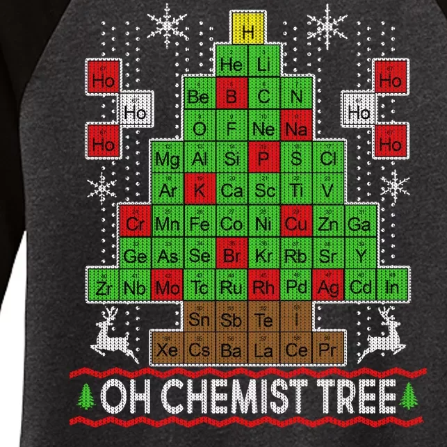 Oh Chemist Tree Ugly Christmas Sweater Women's Tri-Blend 3/4-Sleeve Raglan Shirt