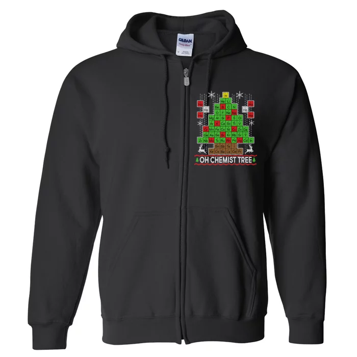 Oh Chemist Tree Ugly Christmas Sweater Full Zip Hoodie