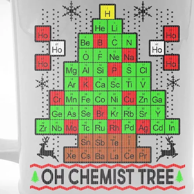 Oh Chemist Tree Ugly Christmas Sweater Front & Back Beer Stein