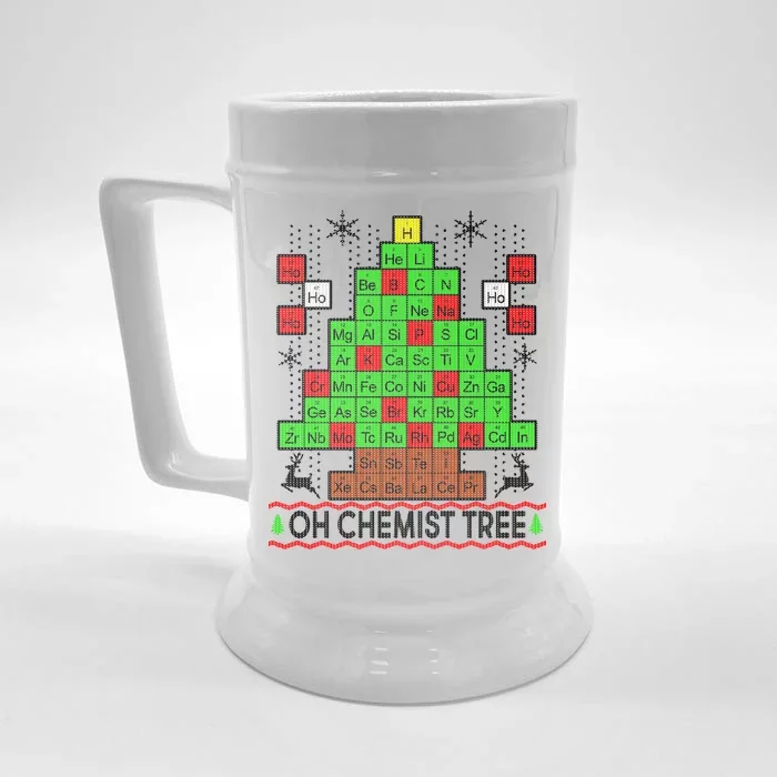 Oh Chemist Tree Ugly Christmas Sweater Front & Back Beer Stein