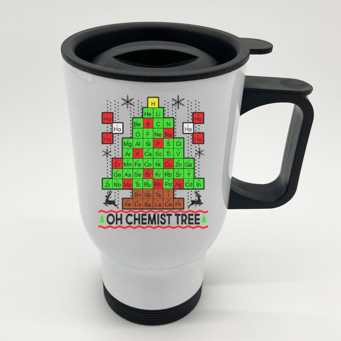 Oh Chemist Tree Ugly Christmas Sweater Front & Back Stainless Steel Travel Mug