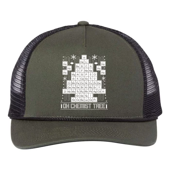 Oh Chemistry Tree Chemist Ugly Christmas Sweater Retro Rope Trucker Hat Cap