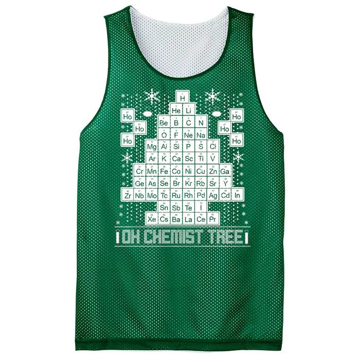 Oh Chemistry Tree Chemist Ugly Christmas Sweater Mesh Reversible Basketball Jersey Tank