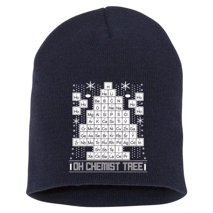 Oh Chemistry Tree Chemist Ugly Christmas Sweater Short Acrylic Beanie