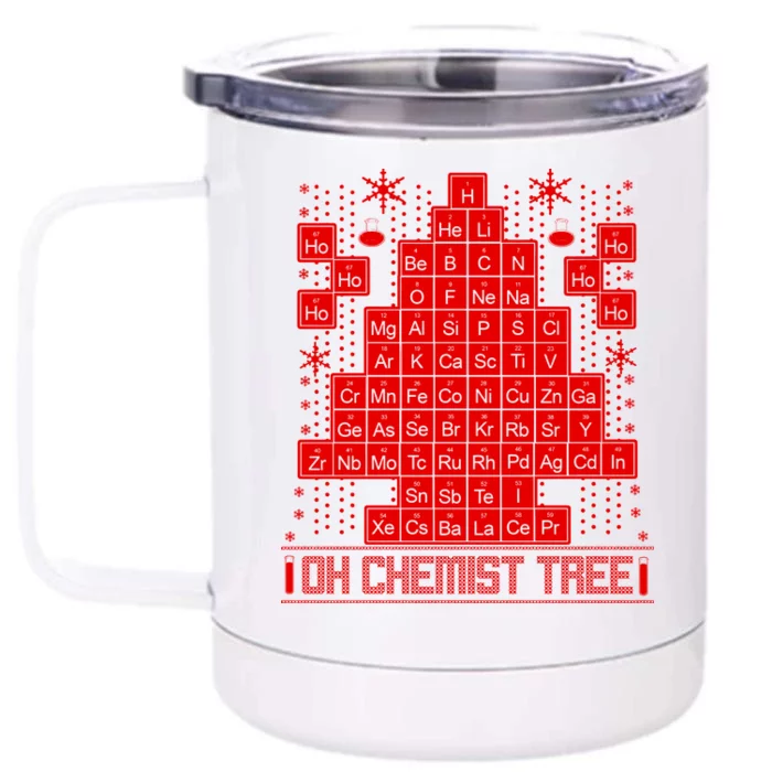 Oh Chemistry Tree Chemist Ugly Christmas Sweater Front & Back 12oz Stainless Steel Tumbler Cup