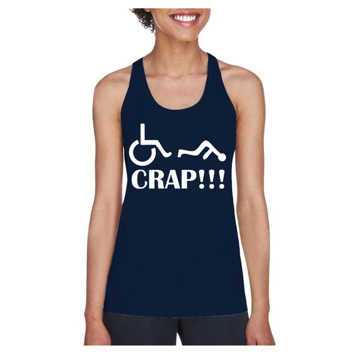 Oh Crap Wheel Chair Fail Women's Racerback Tank