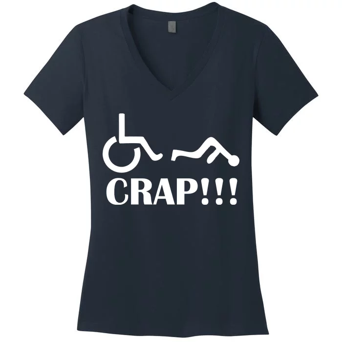 Oh Crap Wheel Chair Fail Women's V-Neck T-Shirt