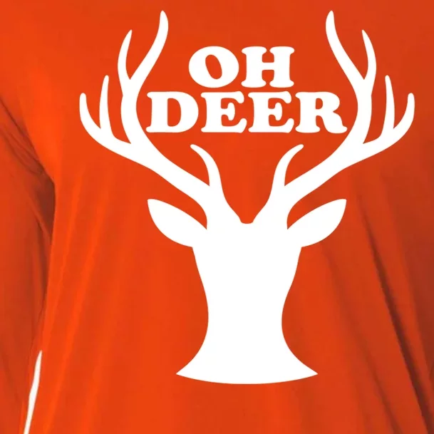 Oh Deer Funny Christmas Cooling Performance Long Sleeve Crew