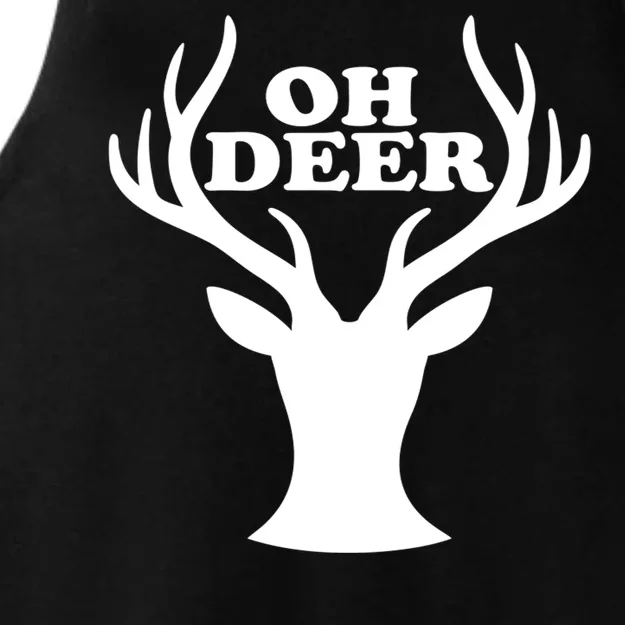 Oh Deer Funny Christmas Ladies Tri-Blend Wicking Tank