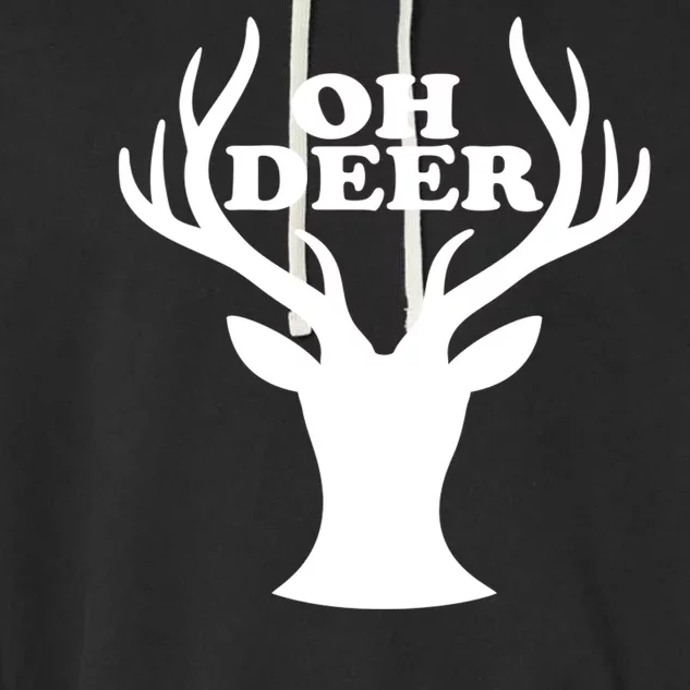 Oh Deer Funny Christmas Garment-Dyed Fleece Hoodie