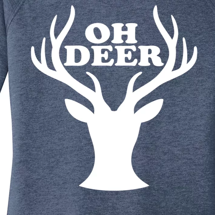 Oh Deer Funny Christmas Women's Perfect Tri Tunic Long Sleeve Shirt