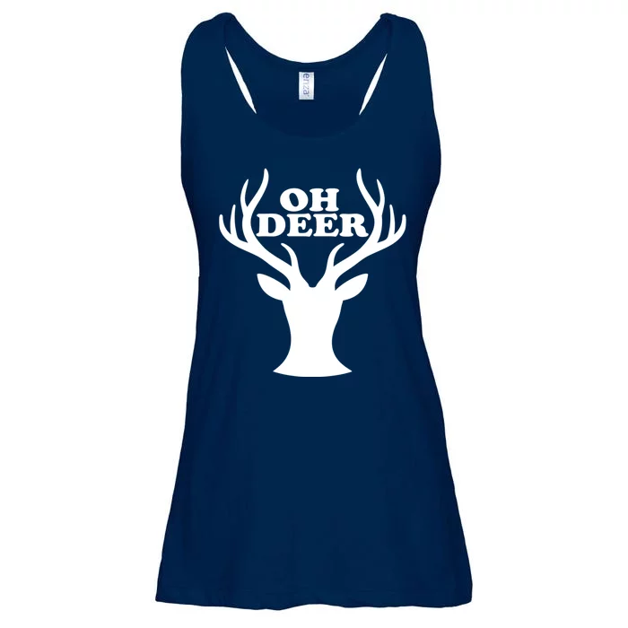 Oh Deer Funny Christmas Ladies Essential Flowy Tank