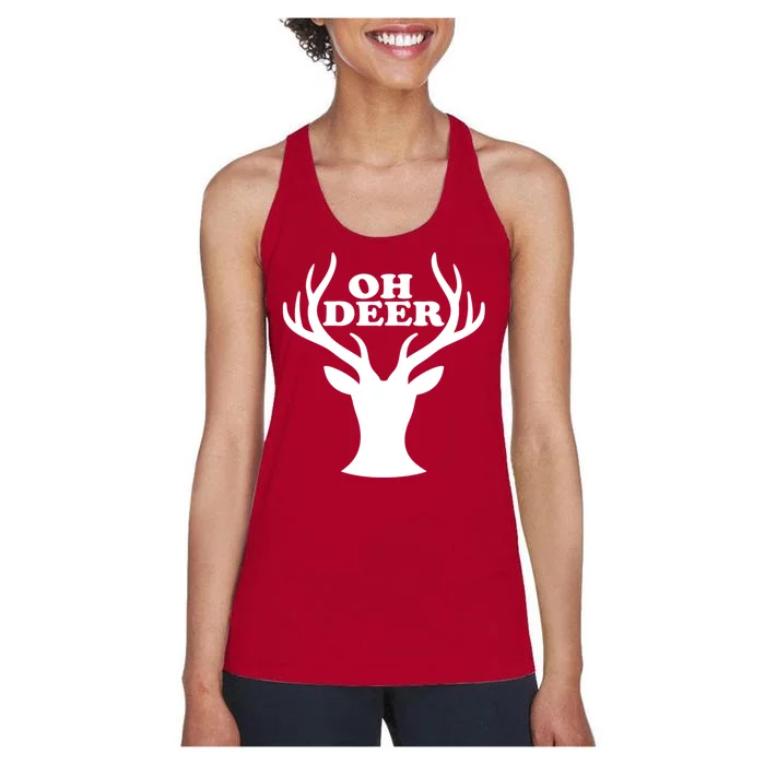 Oh Deer Funny Christmas Women's Racerback Tank