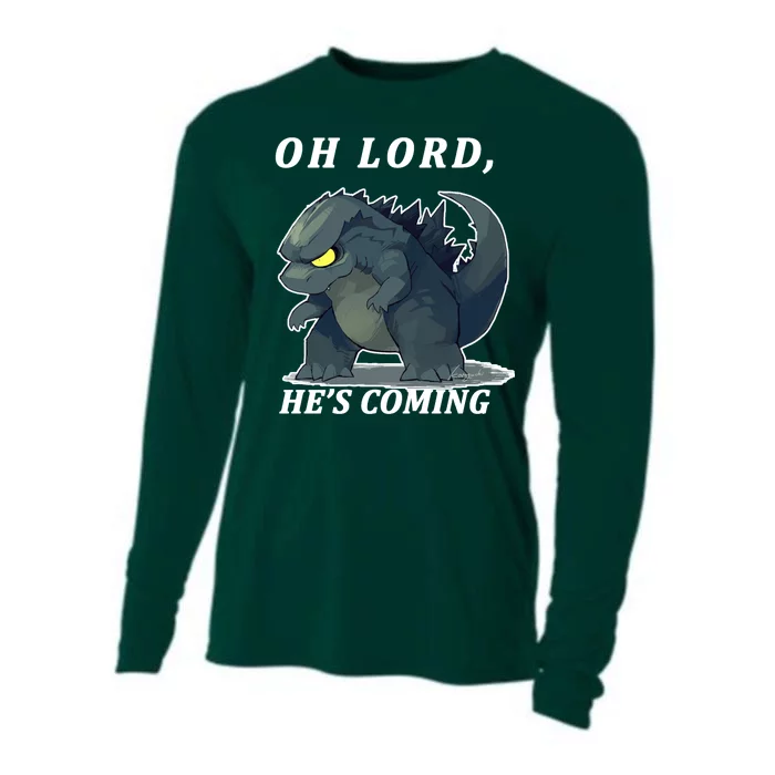 Oh Lord He's Coming Funny Monster Cooling Performance Long Sleeve Crew