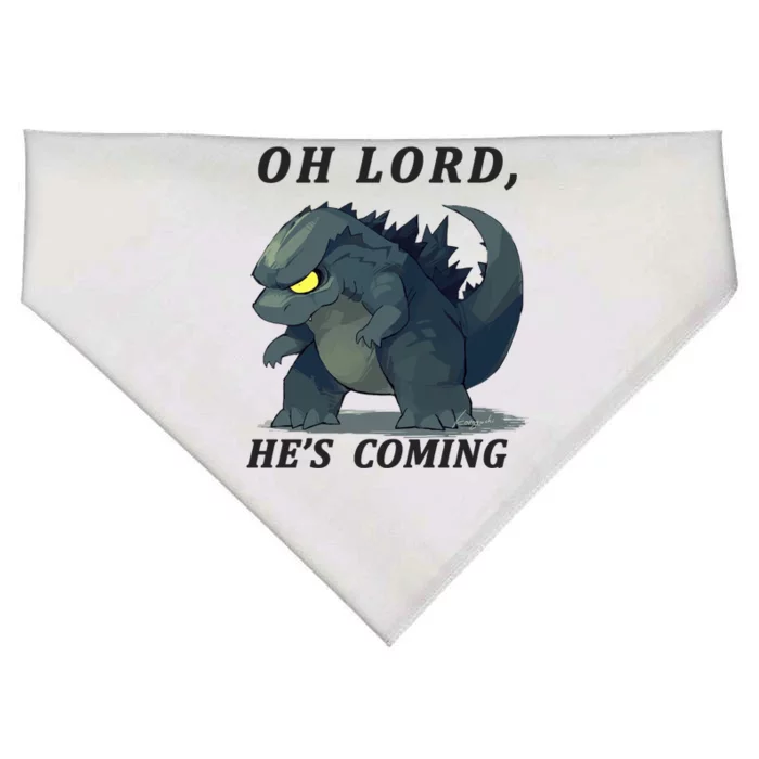 Oh Lord He's Coming Funny Monster USA-Made Doggie Bandana