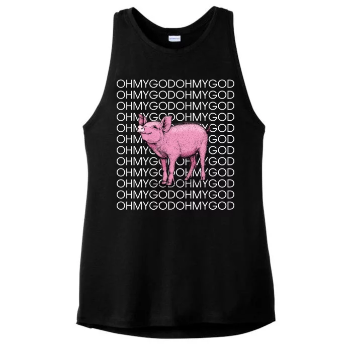 Oh My God Pig Ladies Tri-Blend Wicking Tank