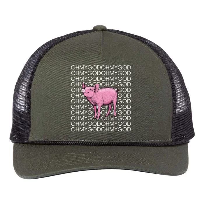 Oh My God Pig Retro Rope Trucker Hat Cap