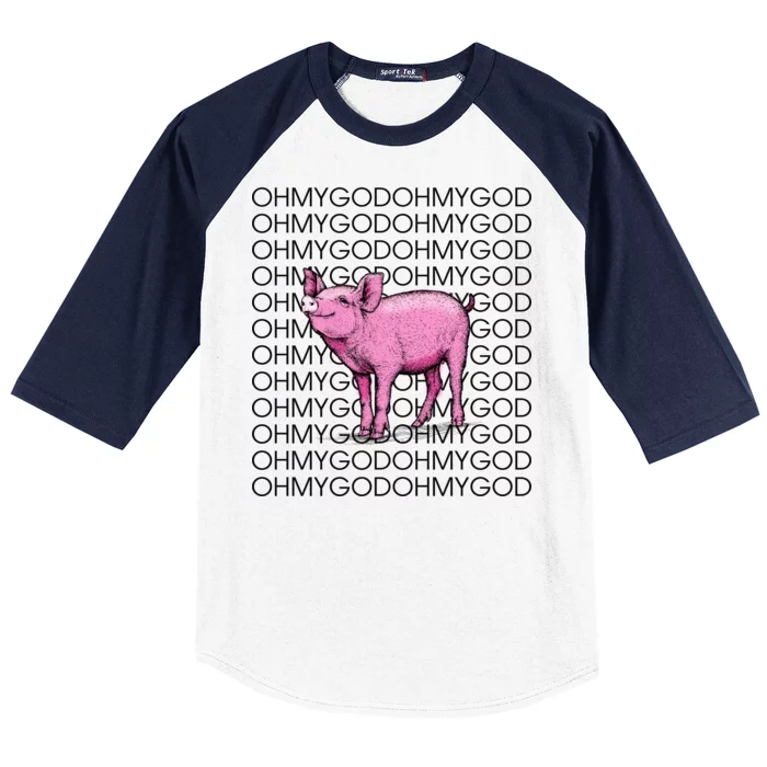 Oh My God Pig Baseball Sleeve Shirt