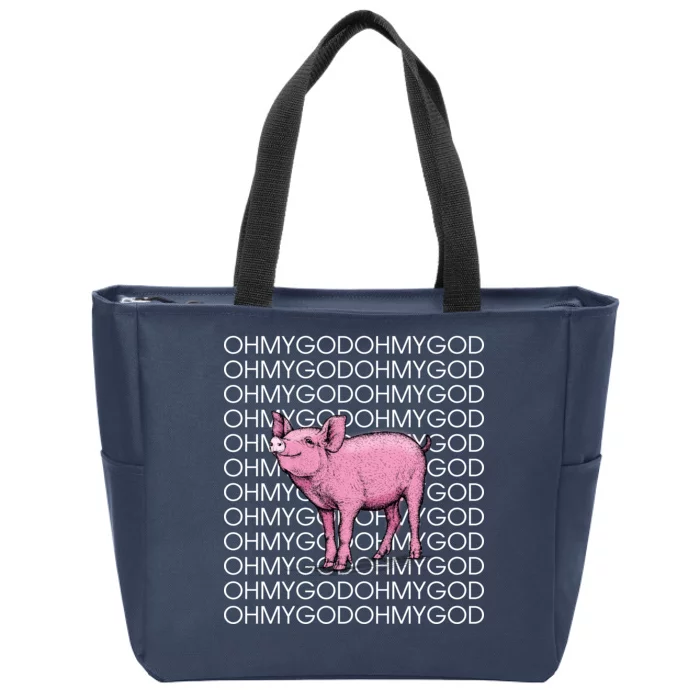 Oh My God Pig Zip Tote Bag