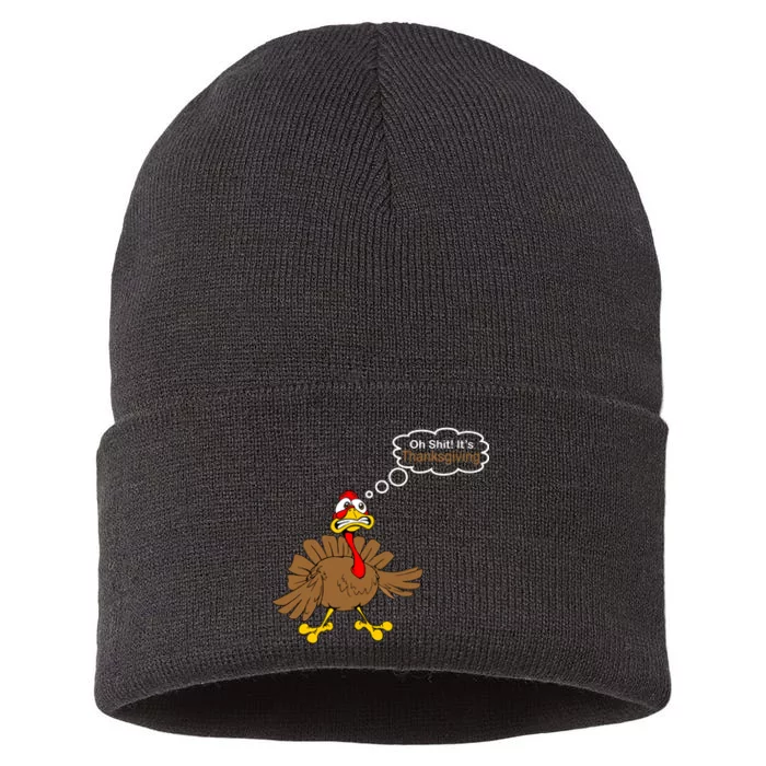 Oh Shit It's Thanksgiving Sustainable Knit Beanie