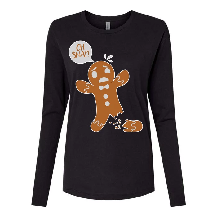 Oh Snap! Funny Gingerbread Christmas Womens Cotton Relaxed Long Sleeve T-Shirt