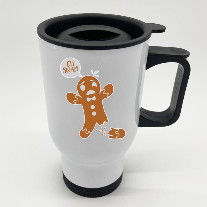 Oh Snap! Funny Gingerbread Christmas Front & Back Stainless Steel Travel Mug