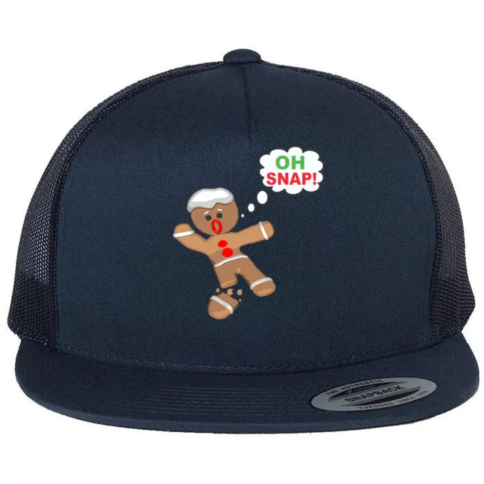 Oh Snap Gingerbread Funny Christmas Design Flat Bill Trucker Hat