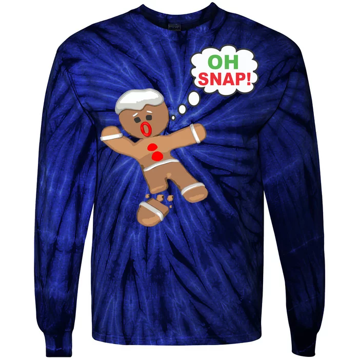 Oh Snap Gingerbread Funny Christmas Design Tie-Dye Long Sleeve Shirt