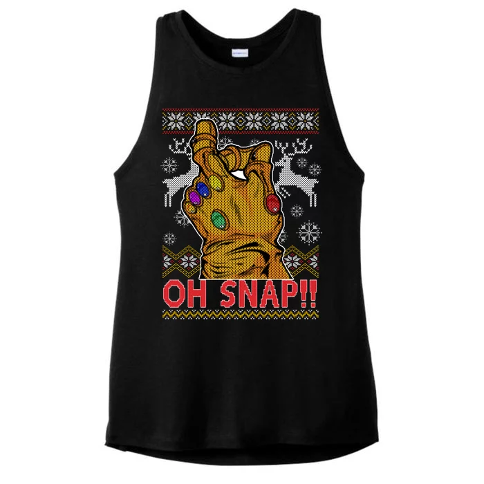 Oh Snap Ugly Christmas Sweater Design Ladies Tri-Blend Wicking Tank