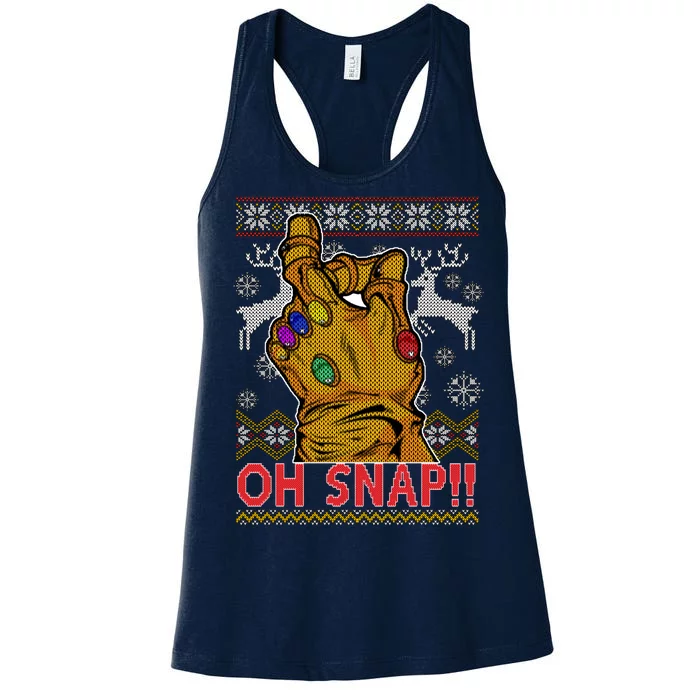 Oh Snap Ugly Christmas Sweater Design Women's Racerback Tank