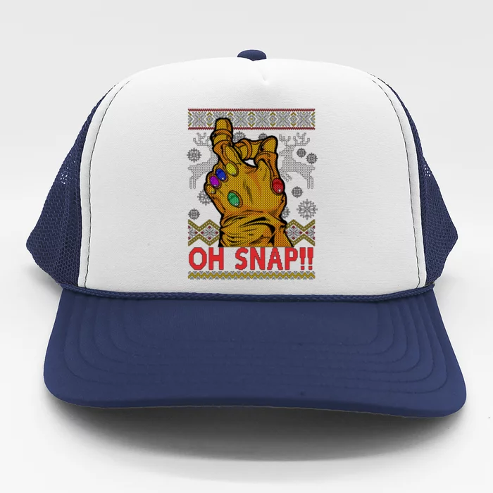 Oh Snap Ugly Christmas Sweater Design Trucker Hat