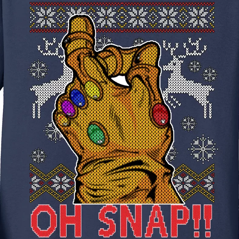 Oh Snap Ugly Christmas Sweater Design Kids Long Sleeve Shirt