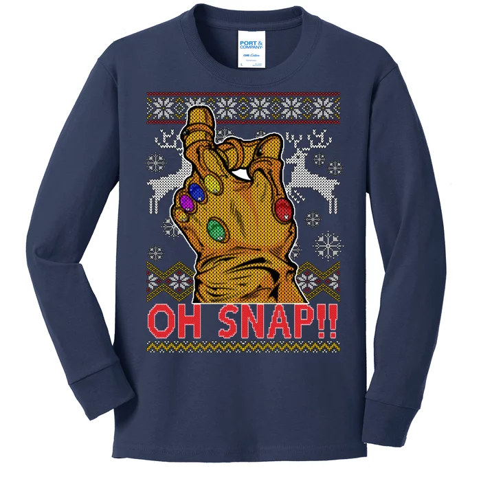 Oh Snap Ugly Christmas Sweater Design Kids Long Sleeve Shirt