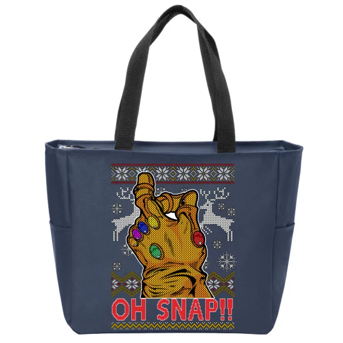 Oh Snap Ugly Christmas Sweater Design Zip Tote Bag