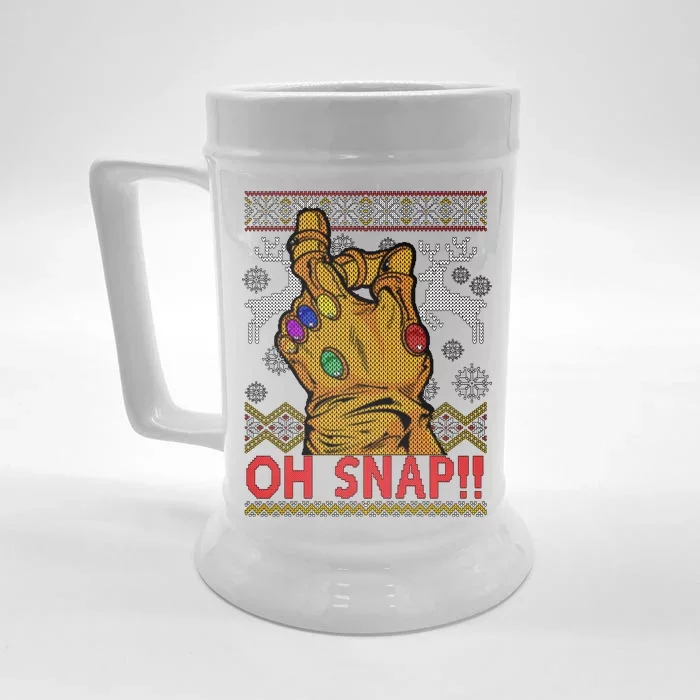 Oh Snap Ugly Christmas Sweater Design Front & Back Beer Stein