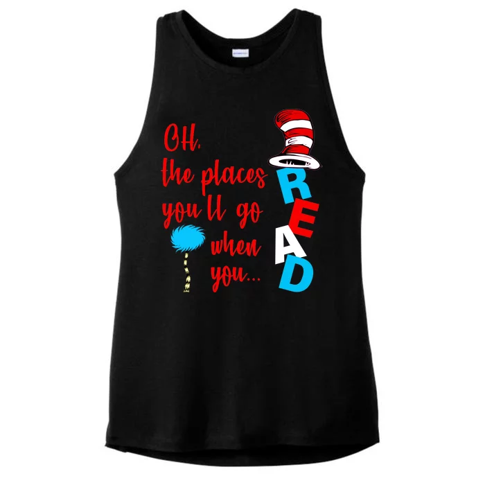 Oh The Places You'll Go When You Read Ladies Tri-Blend Wicking Tank