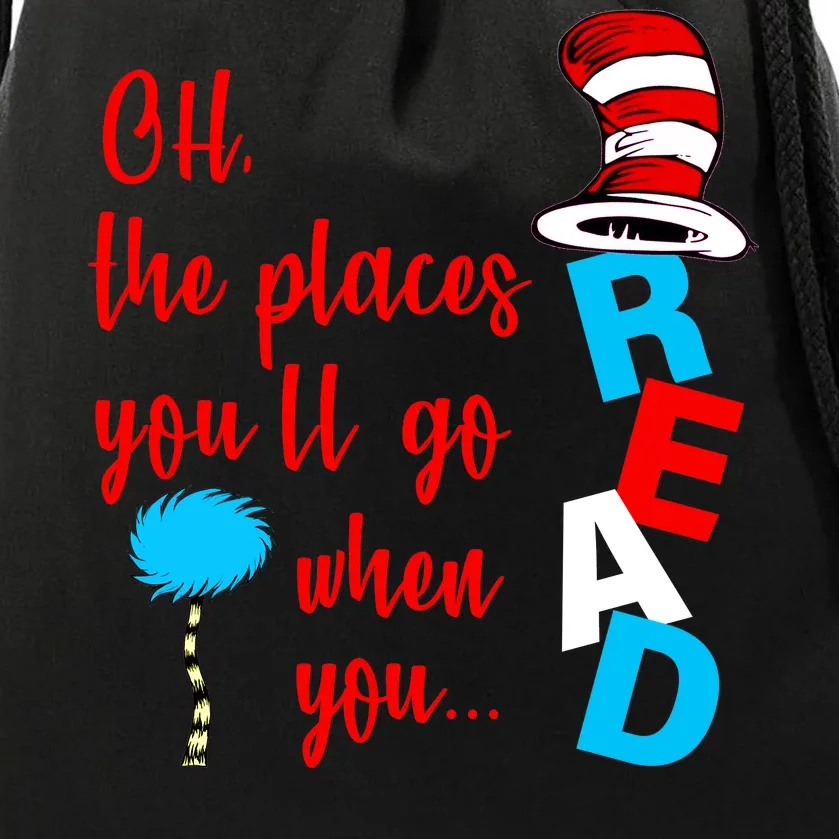 Oh The Places You'll Go When You Read Drawstring Bag