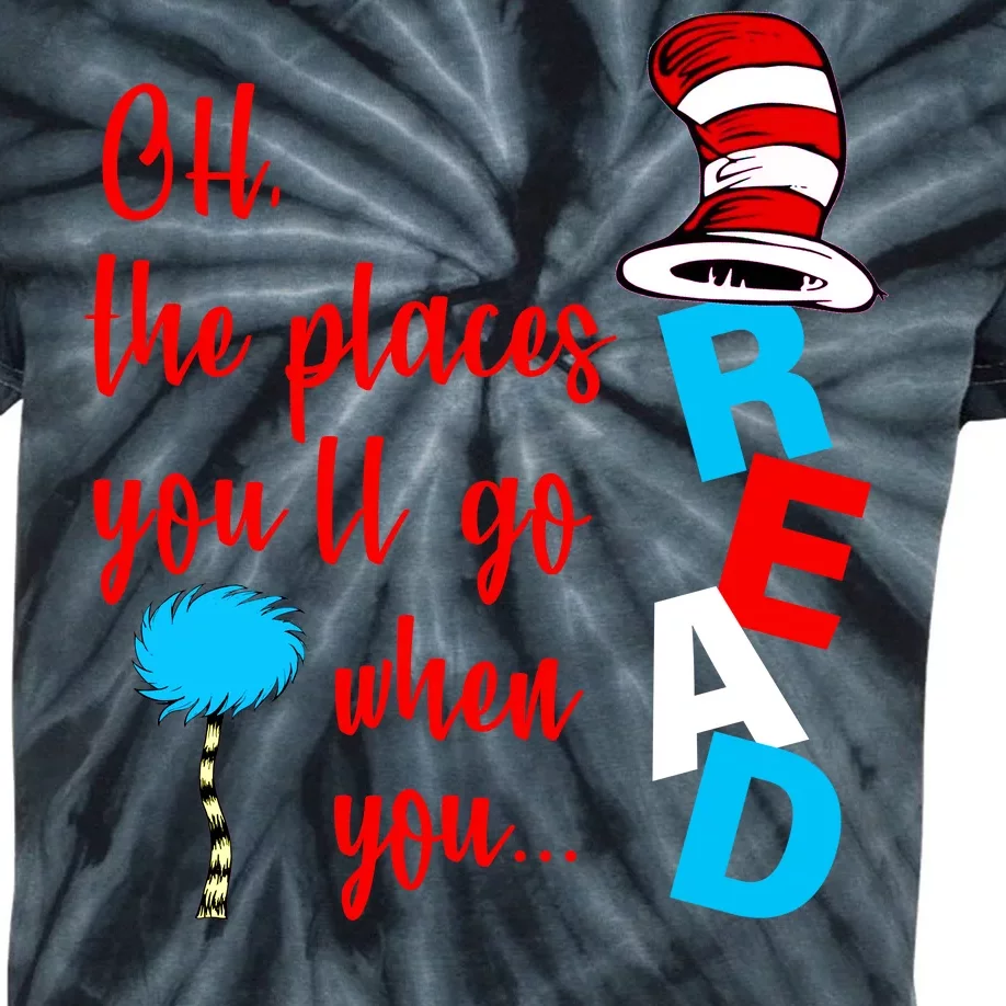 Oh The Places You'll Go When You Read Kids Tie-Dye T-Shirt