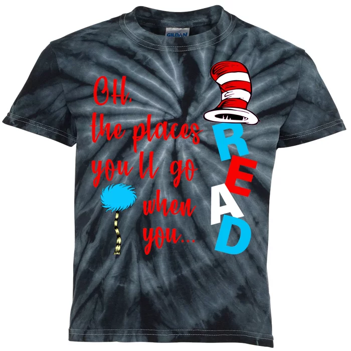 Oh The Places You'll Go When You Read Kids Tie-Dye T-Shirt