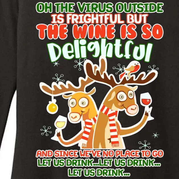 Oh The Virus Outside Is Frightful Wine Is So Delightful Let Us Drink Womens CVC Long Sleeve Shirt