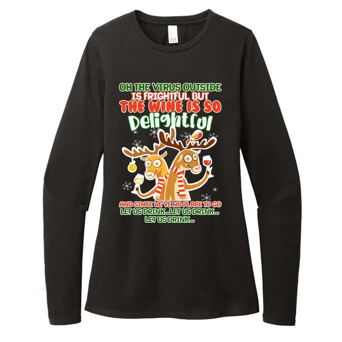 Oh The Virus Outside Is Frightful Wine Is So Delightful Let Us Drink Womens CVC Long Sleeve Shirt