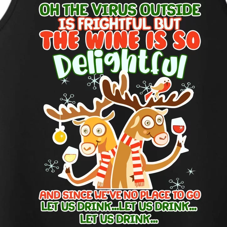 Oh The Virus Outside Is Frightful Wine Is So Delightful Let Us Drink Performance Tank