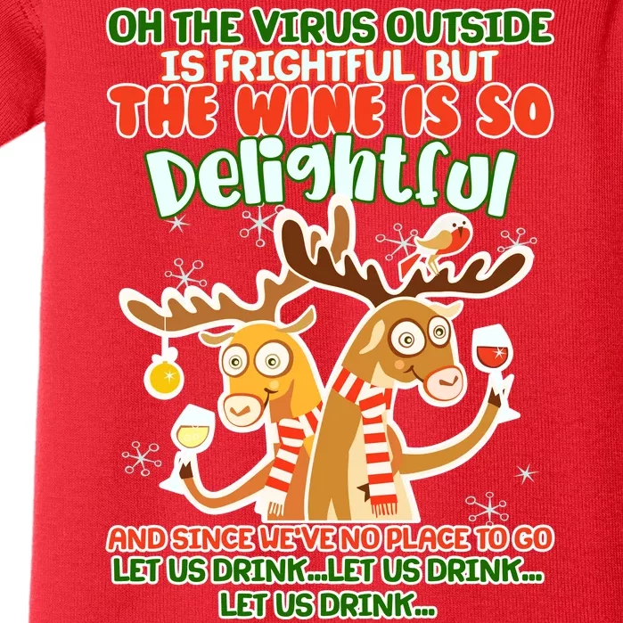 Oh The Virus Outside Is Frightful Wine Is So Delightful Let Us Drink Baby Bodysuit