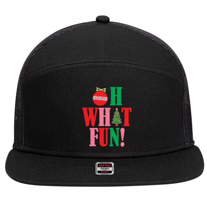 Oh What Fun Christmas 7 Panel Mesh Trucker Snapback Hat